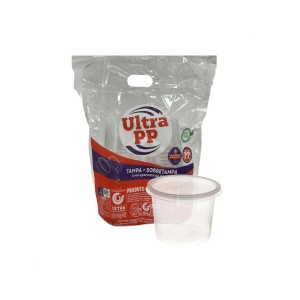 POTE REDONDO C/TP 500ML PP ULTRA - PC.25CJ - P/ MICROONDAS E FECHA FACIL