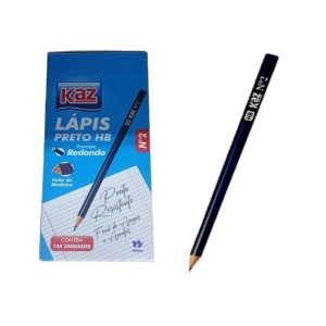 LAPIS PRETO HB MADEIRA REDONDO N°2 - KAZ CX C/144UN
