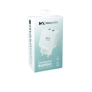 CARREGADOR DE TOMADA BIVOLT RAPIDO C/2 SAIDAS USB 3.6A MAXMIDIA MAX-CAR156 DYNASTY
